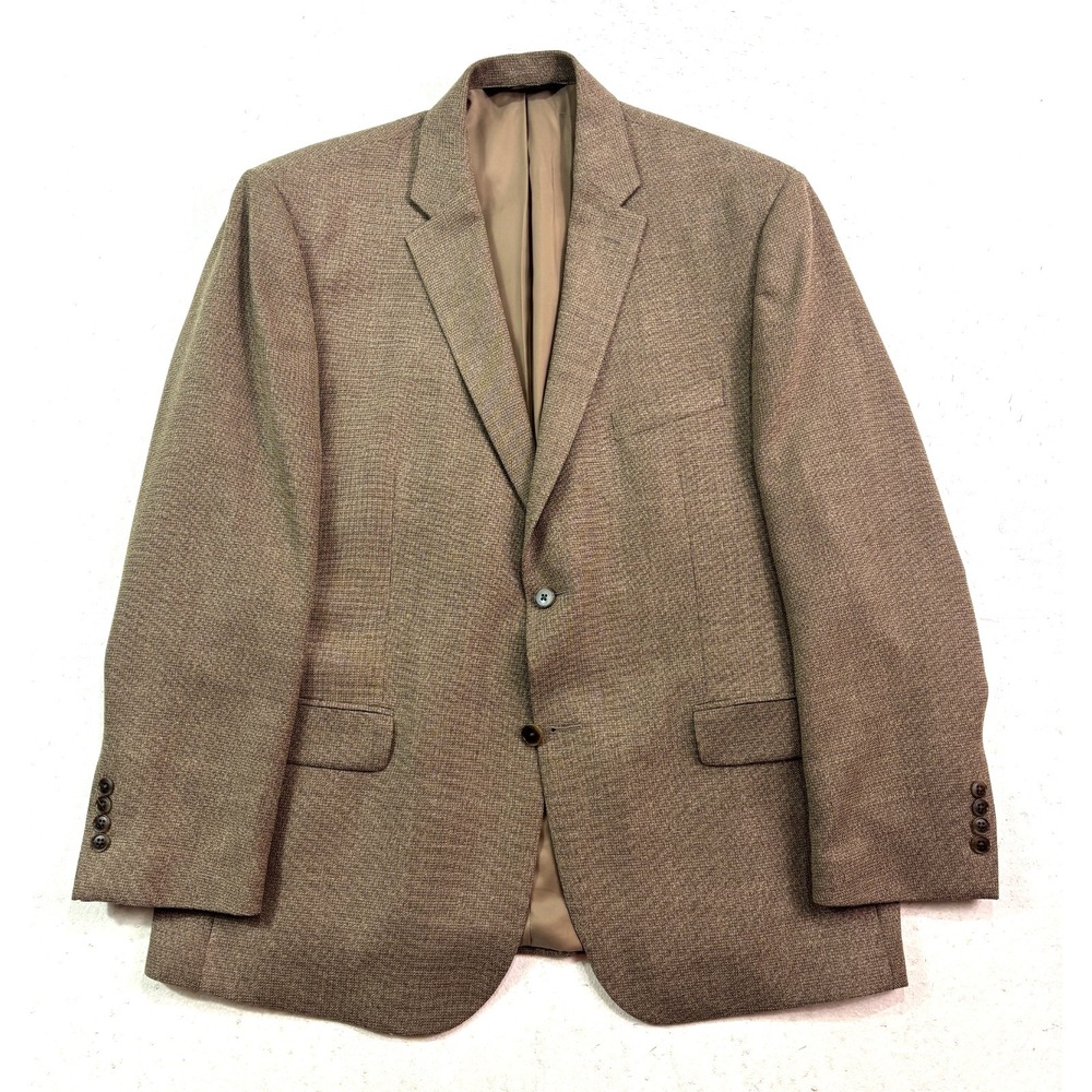 Jos A Bank 46R Tan Traveler Blazer Jacket Sport Suit Coat Soft Wool Tailored Fit